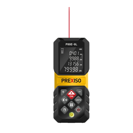 MEDIDOR DE DISTANCIA LÁSER RECARGABLE, 80 METROS MODELO PXP80E-8L - PREXISO