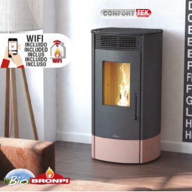 ESTUFA DE PELLET BRONPI MODELO TREBOL-NEGRO CON WIFI INCLUIDO DE SERIE