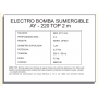 ELECTROBOMBAS SUMERGIBLES - AYERBE 220 TOP 2m