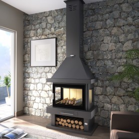 CHIMENEA LEÑA 3 CARAS  MODELO C-203K FM CALEFACCION
