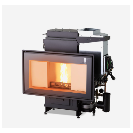 CHIMENEA HÍBRIDA AUTOMÁTICA DE LEÑA Y PELLET TI SLIM PANORAMA 14