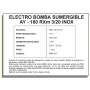 ELECTROBOMBA SUMERGIBLES AYERBE AY-180 RXM 3/20INOX