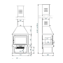 CHIMENEA LEÑA CON TURBINA TANGENCIAL CRITALES A 3 CARAS FM MOLDELO C-303 TFK