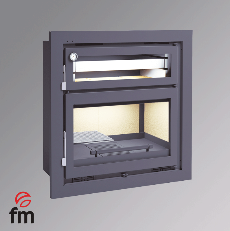INSERTABLE DE LEÑA CON HORNO INOX Y BANDEJA DE 60CM FM MODELO I/IT-180 H (CON/SIN TURBINA) - Imagen 2