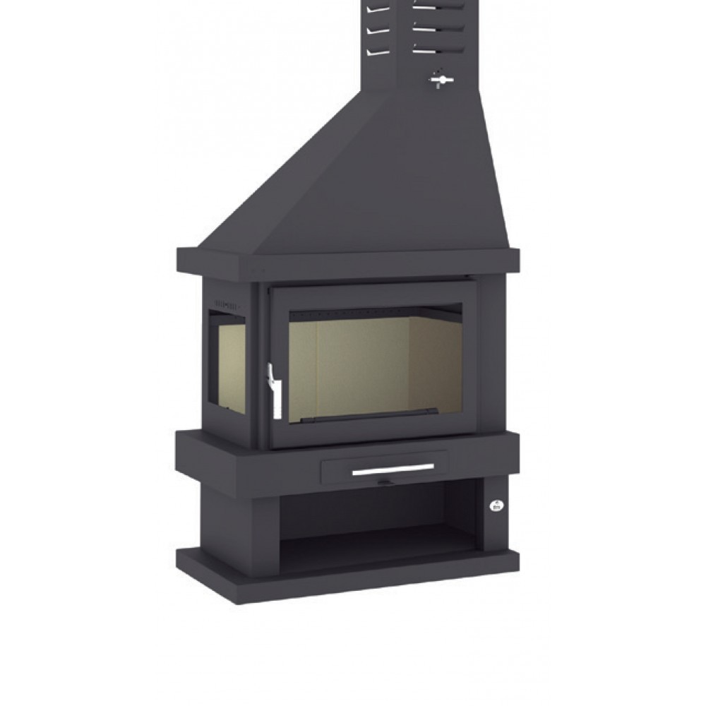 CHIMENEA LEÑA 2 CARAS RINCÓN DERECHA FM MODELO C-102 - Imagen 2
