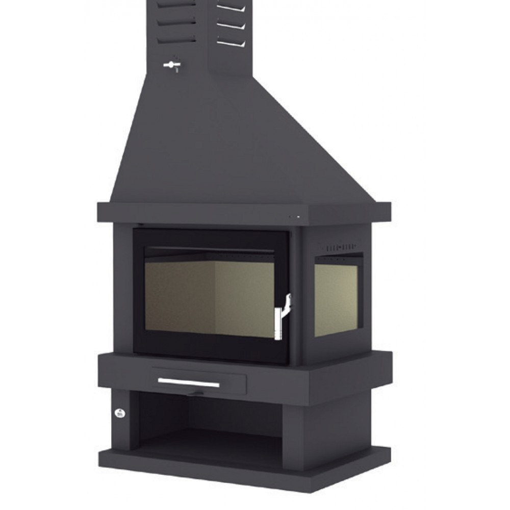 CHIMENEA LEÑA 2 CARAS RINCÓN DERECHA FM MODELO C-102 - Imagen 3