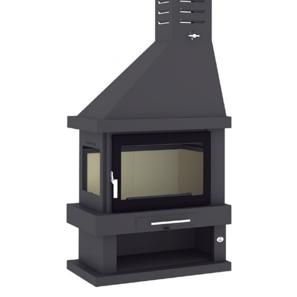 CHIMENEA LEÑA 2 CARAS RINCÓN DERECHA FM MODELO C-102 - Imagen 4