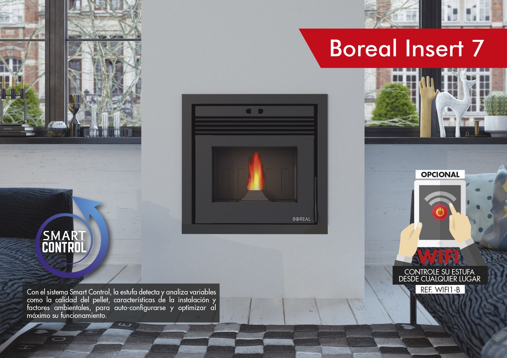 ESTUFA DE PELLET INSERTABLE BOREAL MODELO INSERT 7 KW