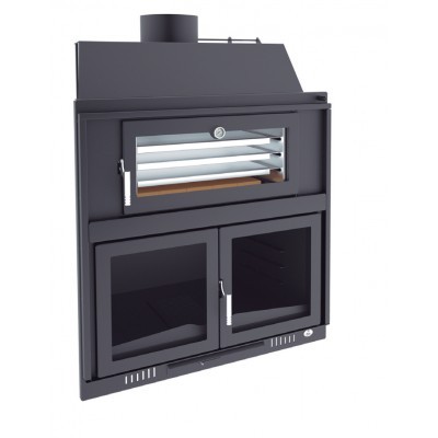 HOGAR DE LEÑA 100 CM CON HORNO Y PUERTAS DE ACERO FM MODELO HC-100 HP - Imagen 2