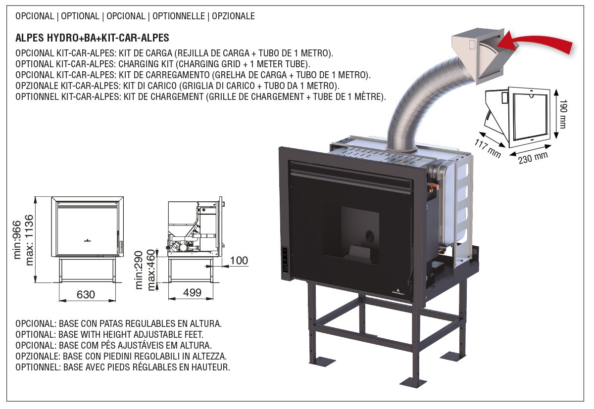INSERTABLE DE PELLET HYDRO BRONPI MODELO ALPES-H 14 KW CARGA SUPERIOR - Imagen 6