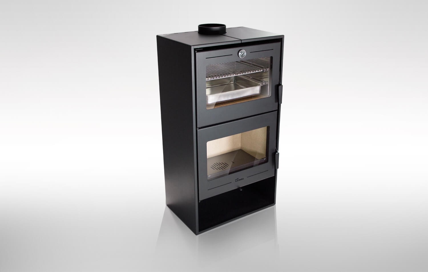 ESTUFA DE LEÑA EN ACERO CON HORNO LACUNZA MODELO ALTEA - Imagen 3