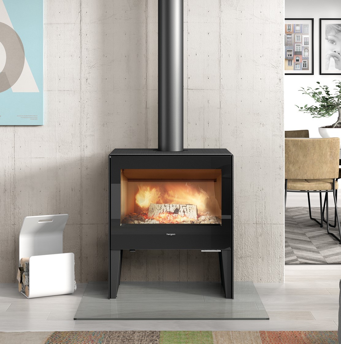 ESTUFA DE LEÑA HERGOM MODELO GLANCE L