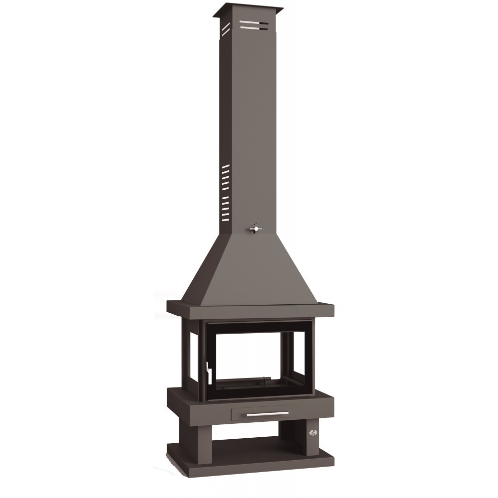CHIMENEA METÁLICA A LEÑA CENTRAL 1 PUERTA FM MODELO C-104 K - Imagen 3