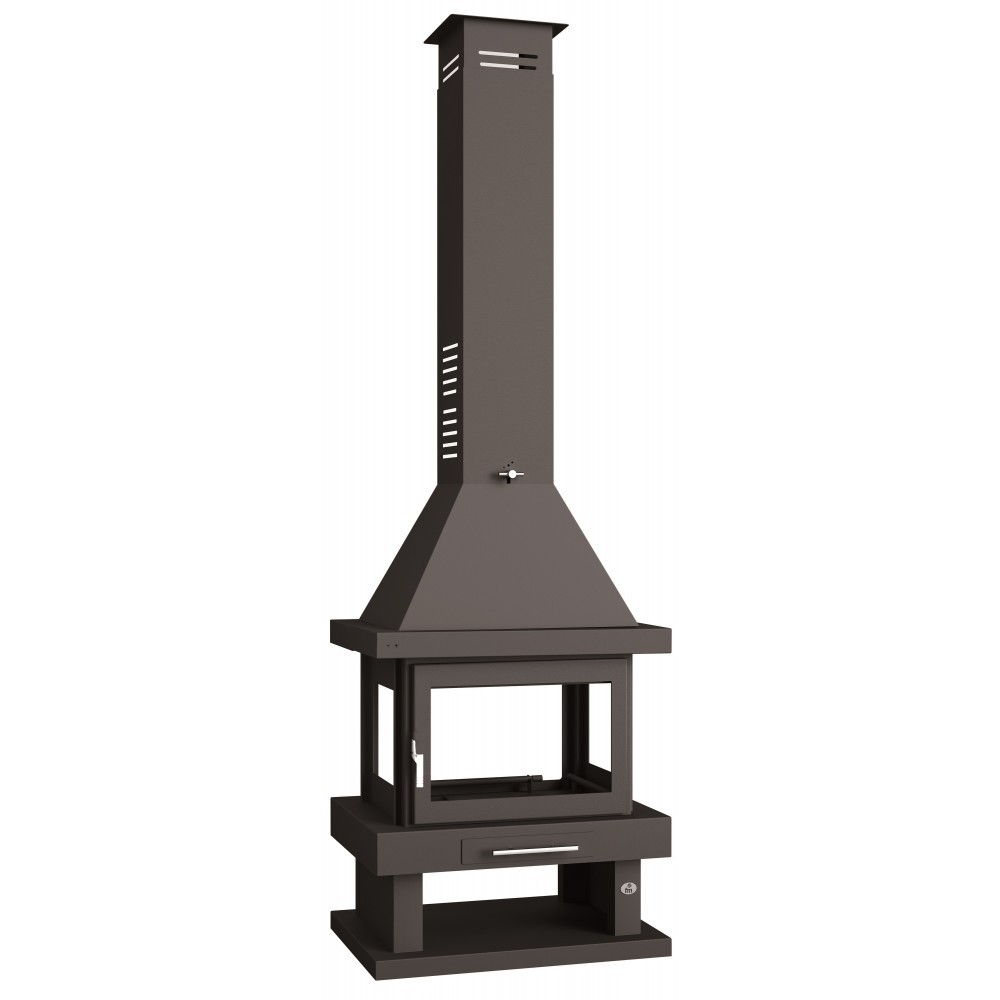 CHIMENEA METÁLICA A LEÑA CENTRAL 1 PUERTA FM MODELO C-104 K - Imagen 2