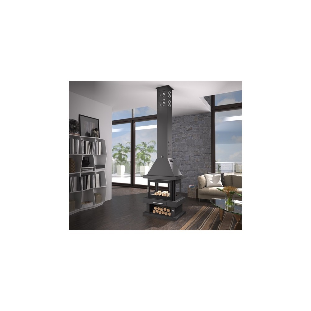 CHIMENEA METÁLICA A LEÑA CENTRAL 1 PUERTA FM MODELO C-104 K - Imagen 4