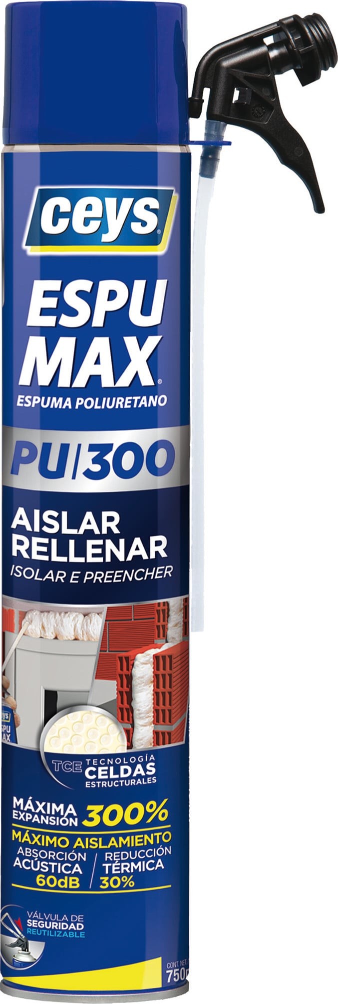 ESPUMA DE POLIURETANO CON CANULA AISLAR Y RELLENAR CEYS 750 ML