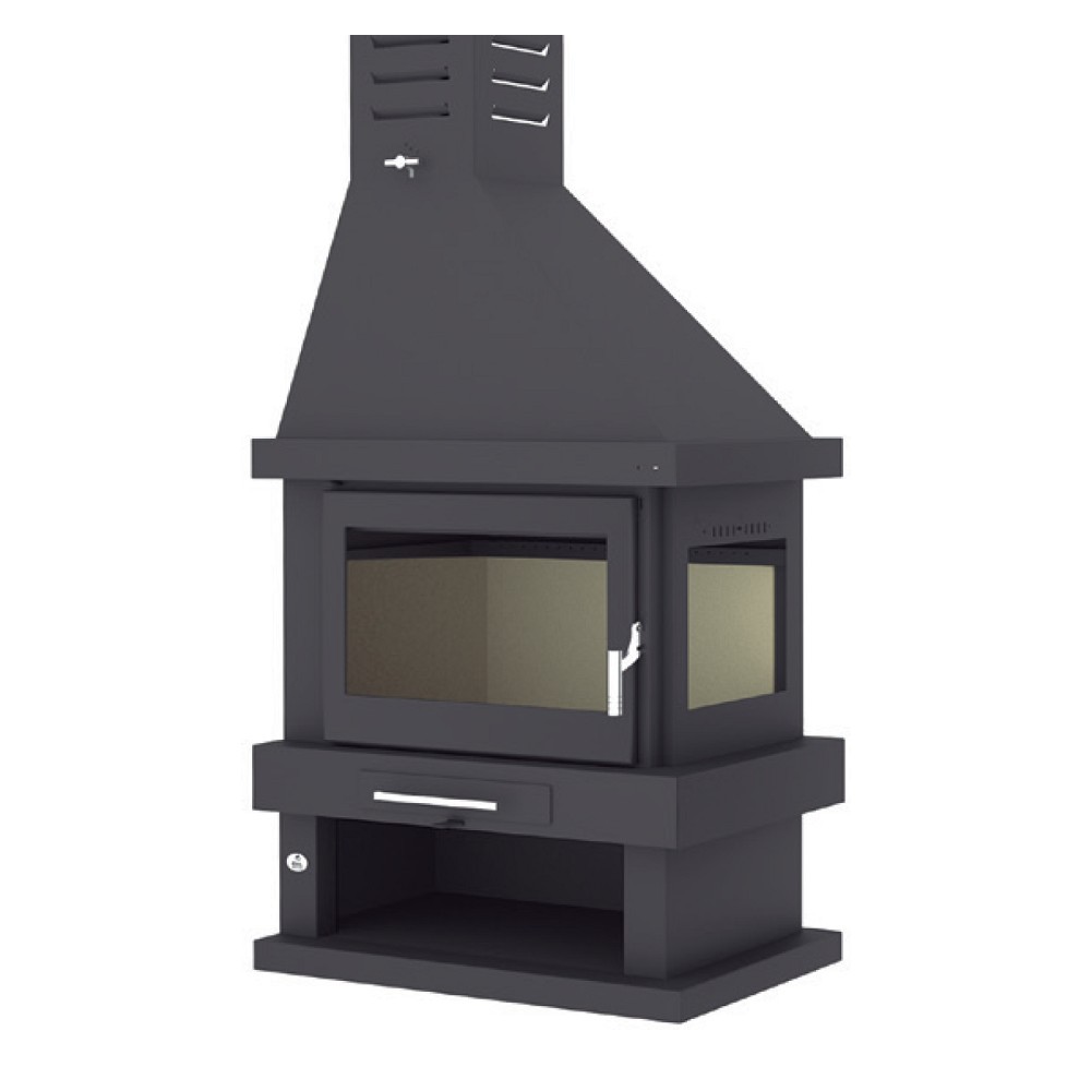 CHIMENEA LEÑA 2 CARAS RINCÓN DERECHA FM MODELO C-102