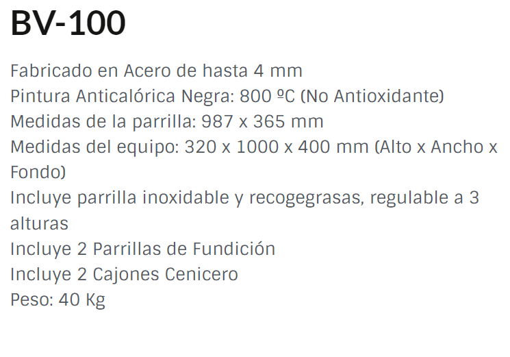 BARBACOA CARBÓN Y LEÑA MODELO BV-100 DE FM - Imagen 3