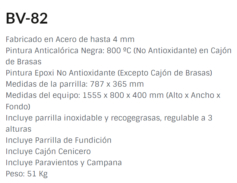 BARBACOA DE CARBÓN Y LEÑA MODELO BV-82 FM - Imagen 3