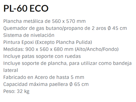 PLANCHA MODELO PL-60 ECO FM BARBACOA - Imagen 2