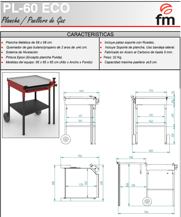 PLANCHA MODELO PL-60 ECO FM BARBACOA - Imagen 3