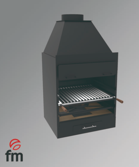 BARBACOA DE CARBÓN Y LEÑA VISTA Y ENCASTRABLE GRAN TAMAÑO FM MODELO BF-60 - Imagen 2