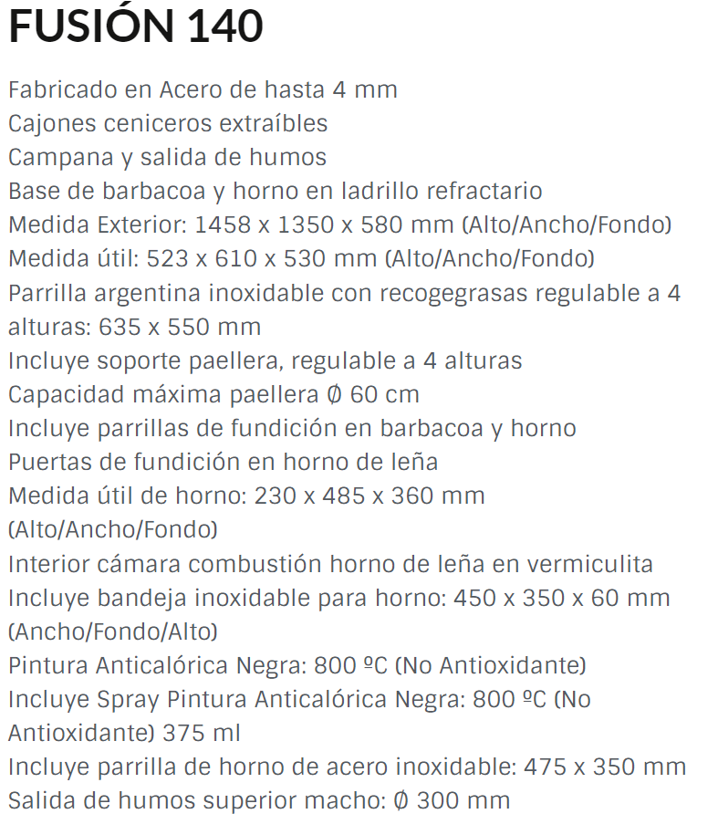 BARBACOA HORNO MODELO FUSIÓN 140 DE FM - Imagen 3