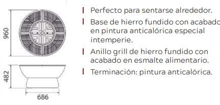 FIRE PIT BAJA DE HERGOM CUENCO EN HIERRRO FUNDIDO - Imagen 3