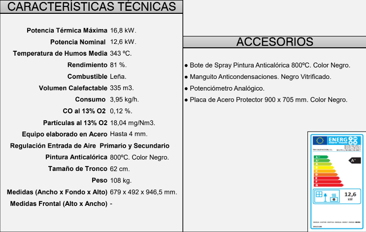 Estufa Leña con Leñero FM Modelo M-173 LK - Imagen 5