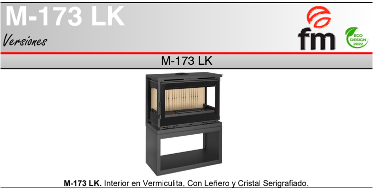 Estufa Leña con Leñero FM Modelo M-173 LK - Imagen 3