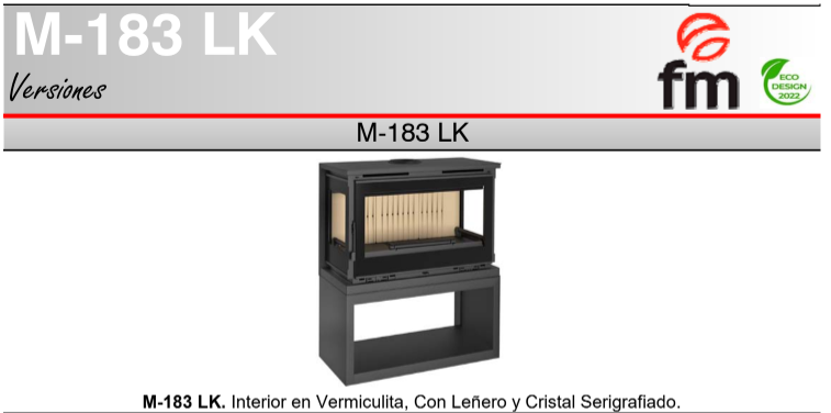 Estufa Leña con Leñero FM Modelo M-183 LK - Imagen 3
