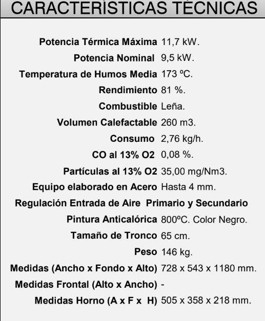 ESTUFA DE LEÑA CON HORNO Y VENTILADOR TANGENCIAL FM MODELO M-107 T - Imagen 4