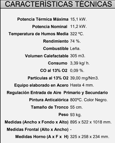 ESTUFA LEÑA RINCÓN CON HORNO CH-5 H DE FM CALEFACCION - Imagen 3