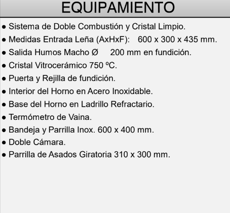HORNO LEÑA RINCÓN FM MODELO HL-200 RF - Imagen 3