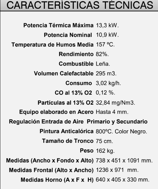 HORNO LEÑA INSERTABLE FM MODELO HLI-200 F - Imagen 4