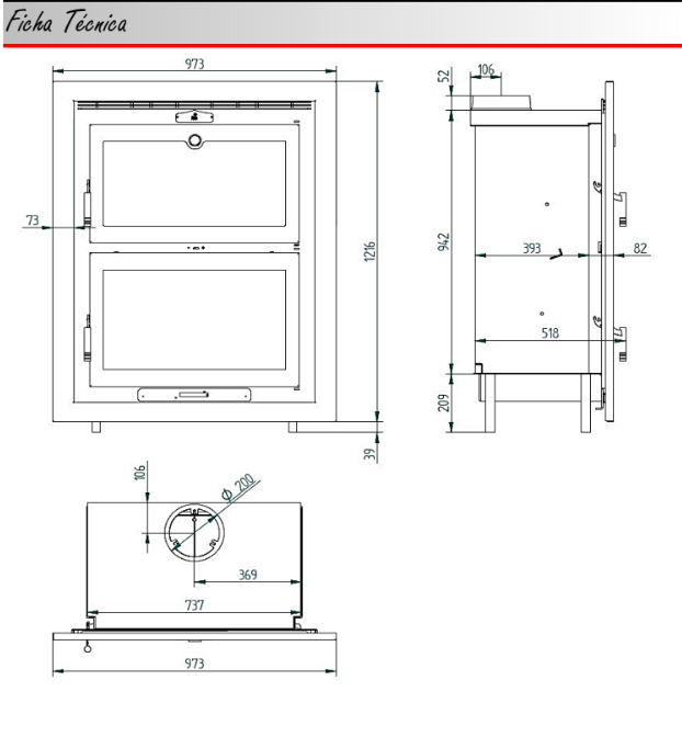 HORNO LEÑA INSERTABLE FM MODELO HLI-200 F - Imagen 6