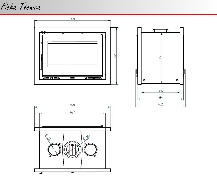 INSERTABLE DE LEÑA DE 70 CM A 2 CARAS Y 2 PUERTAS CON TURBINAS FM MODELO IT-172 - Imagen 5