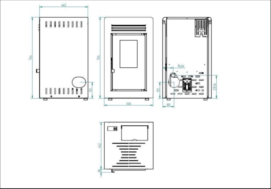 ESTUFA DE PELLETS AIRE FRONTAL 7,5KW FM MODELO BP-CH 1 - Imagen 4