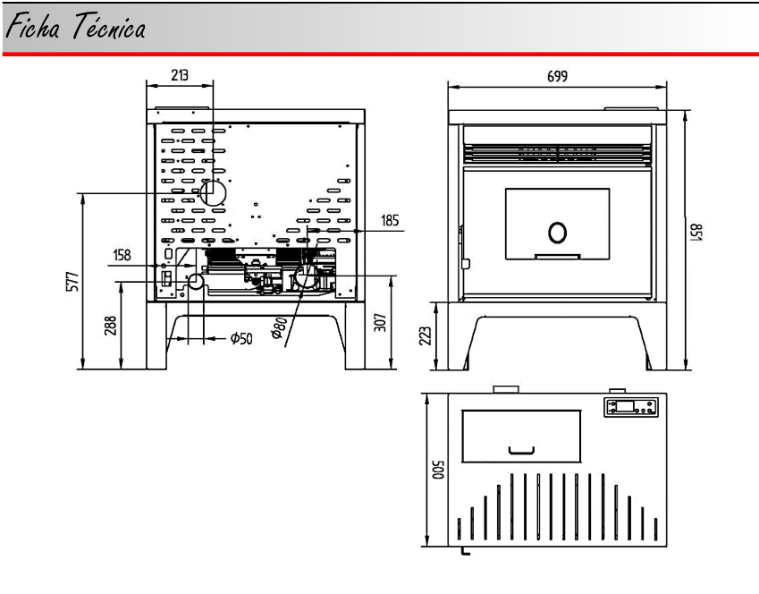ESTUFA DE PELLETS AIRE FRONTAL 11,5KW FM MODELO BP-170 K - Imagen 2
