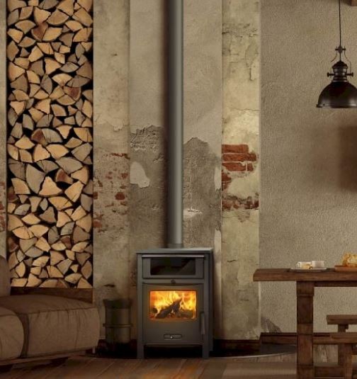 ESTUFA DE LEÑA EN ACERO CON HORNO LACUNZA MODELO SAGRA CH
