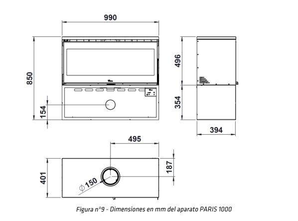 ESTUFA DE LEÑA EN ACERO CON LEÑERO LACUNZA MODELO PARIS 1000 - Imagen 4