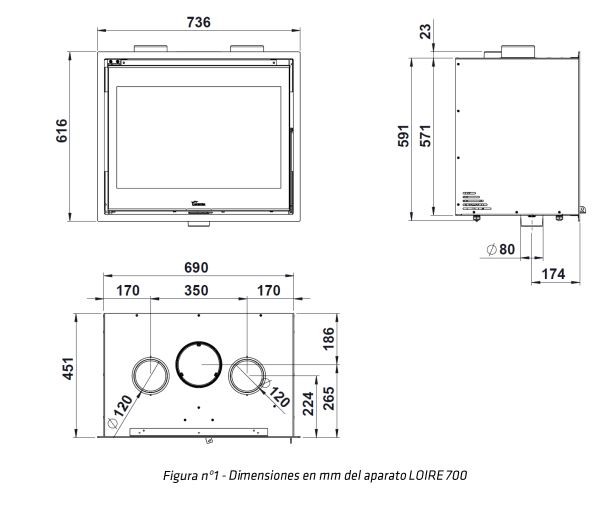 INSERTABLE DE LEÑA EN ACERO LACUNZA MODELO LOIRE 700 - Imagen 5
