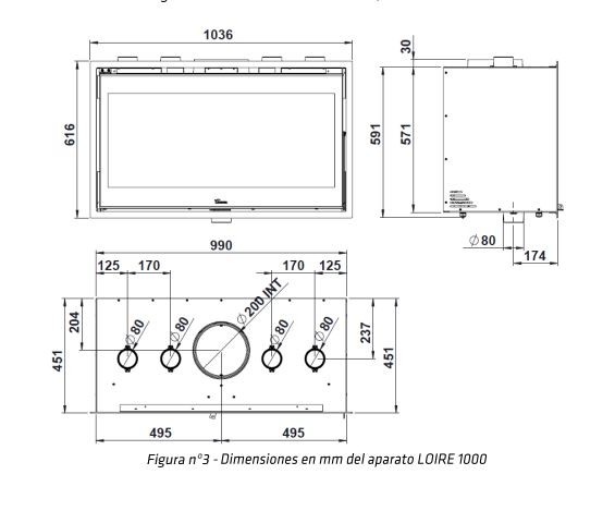 ESTUFA DE LEÑA INSERTABLE LACUNZA MODELO LOIRE 1000 - Imagen 5