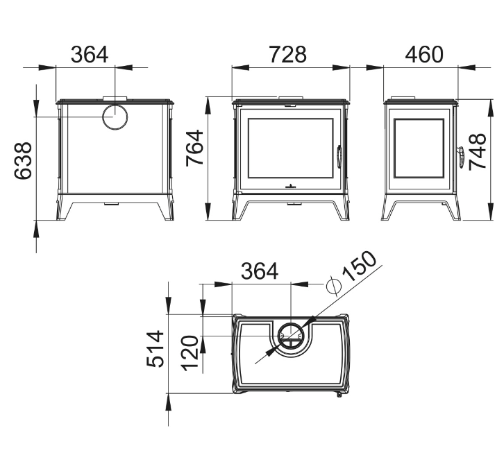 ESTUFA DE LEÑA FUNDICIÓN BRONPI MODELO PRESTON-14 KW - Imagen 6