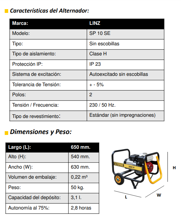 GENERADOR AYERBE 3800 H-MN HONDA GX-160 - Imagen 6