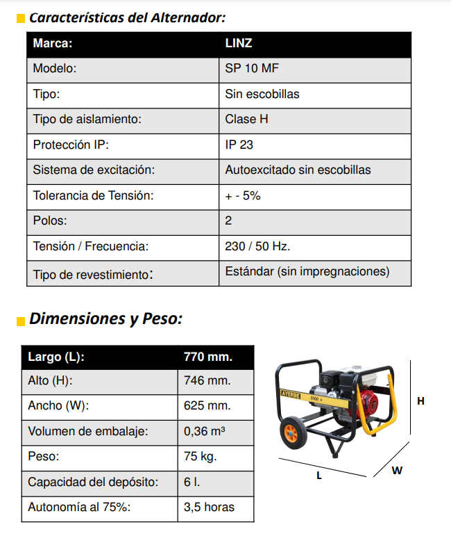 GENERADOR AYERBE 5000 H-MN HONDA GX-270 - Imagen 6