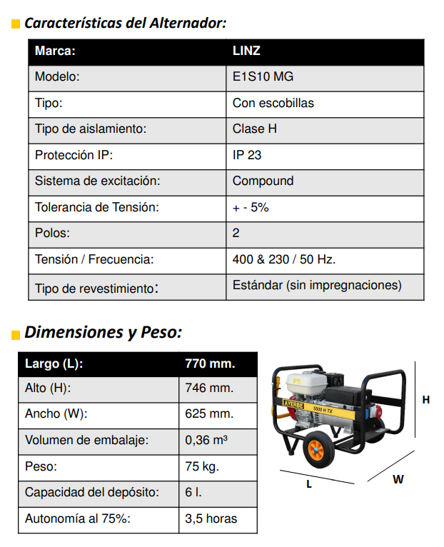GENERADOR AYERBE 5500 H-TX HONDA GX-270 - Imagen 6