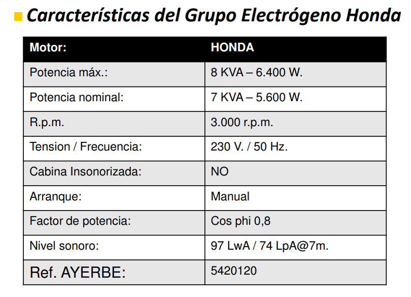 GENERADOR AYERBE 8000 H-MN HONDA GX-390 - Imagen 4