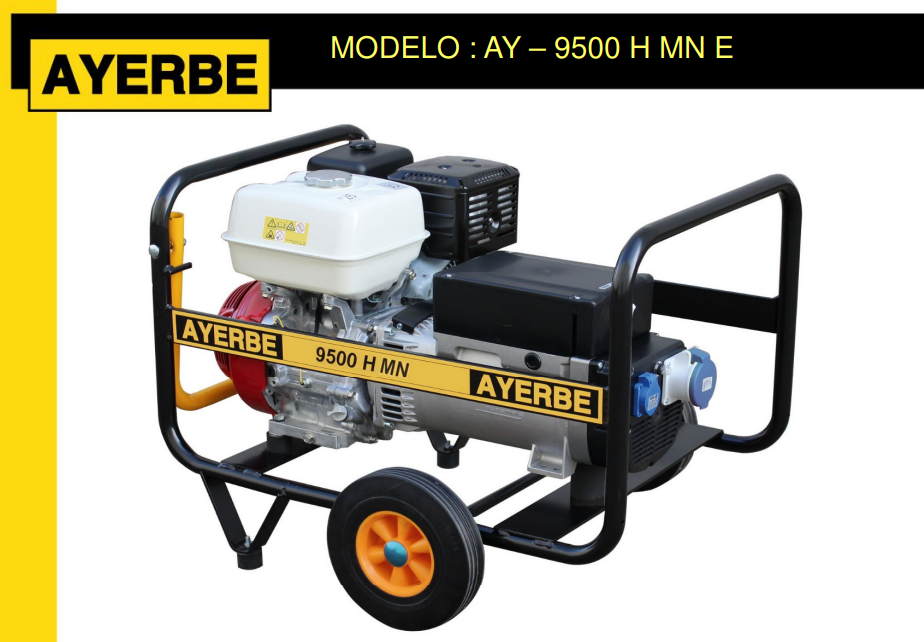 GENERADOR GASOLINA AYERBE 9500 H MN ARRANQUE ELECTRICO - Imagen 2