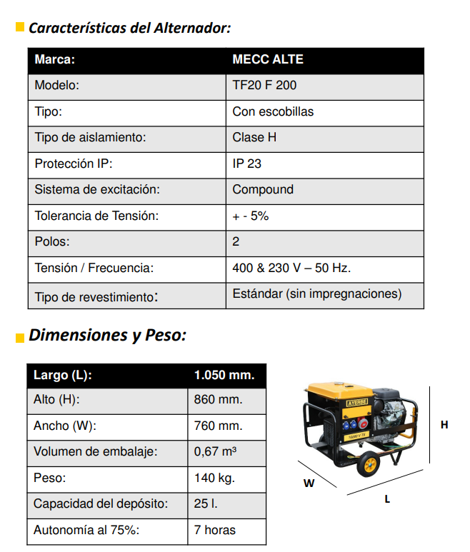 GENERADOR GASOLINA AYERBE 16000 V TX ARRANQUE ELECTRICO - Imagen 5